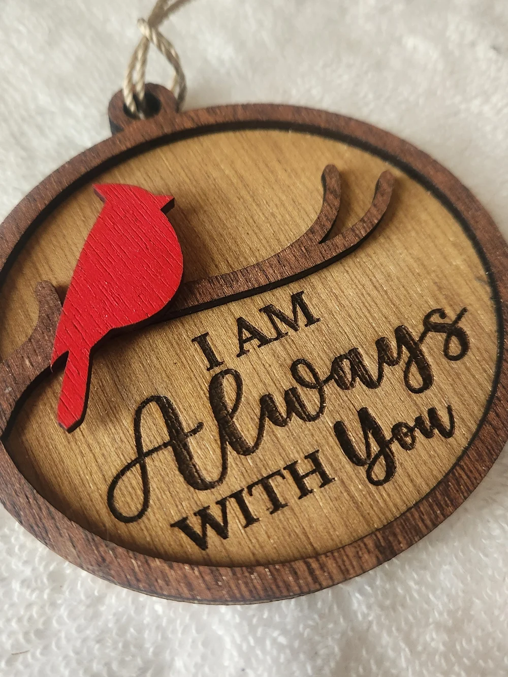 Laser Engraved Red Cardinal 'I Am Always With You' Hanging Ornaments 3